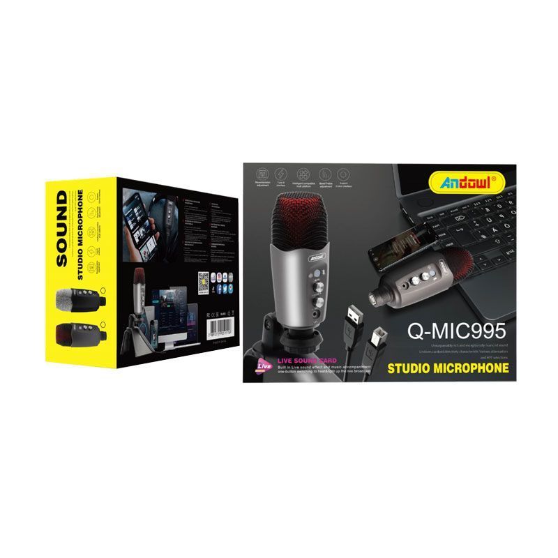 Andowl Πυκνωτικό Μικρόφωνο USB Επιτραπέζιο για Studio Q-MIC995 - Studio Microphone ANDOWL