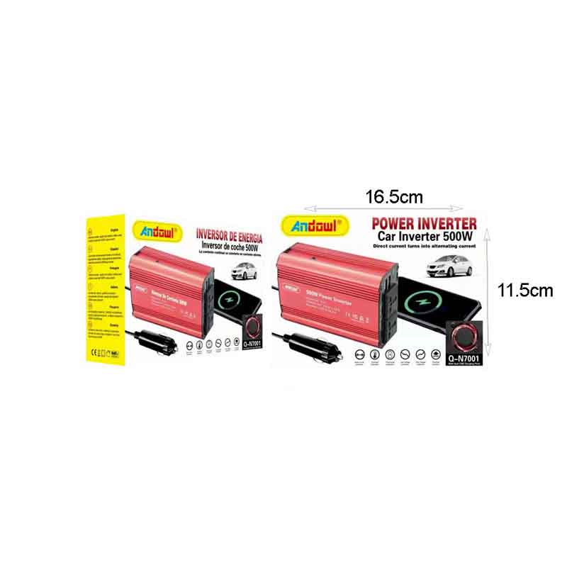 Andowl Inverter Αυτοκινήτου Τροποποιημένου Ημιτόνου 500W για Μετατροπή 12V DC σε 220V AC Q-N7001 - Power Inverter ANDOWL