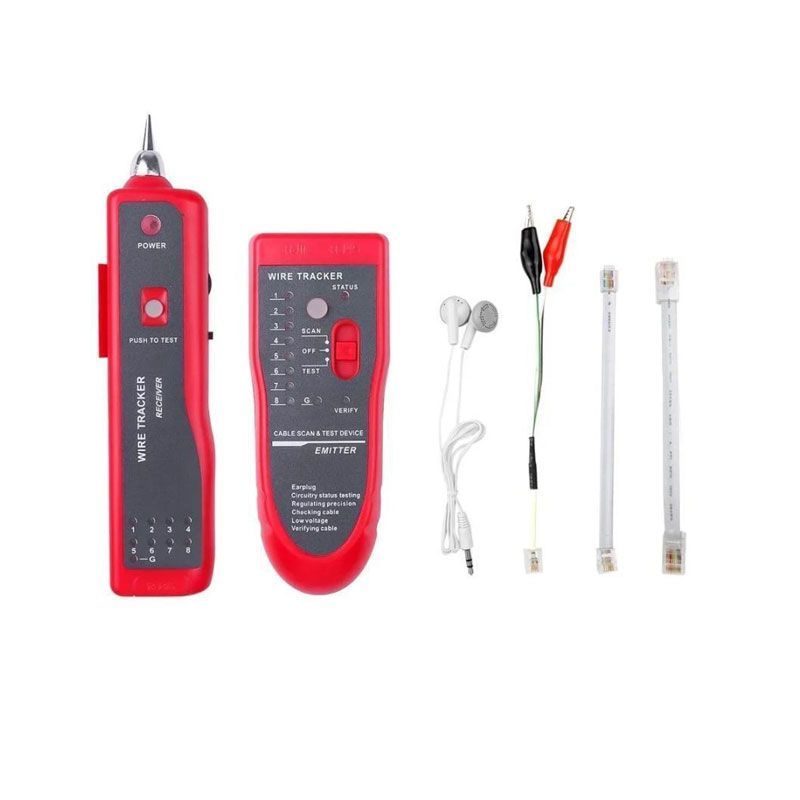 Andowl Tester Καλωδίων Δικτύου - Πολυλειτουργικός Ανιχνευτής Καλωδίων με Πομποδέκτη για RJ45, RJ11, POE Q-W7 - Cable Tracker - Κίτρινο - Κόκκινο ANDOWL