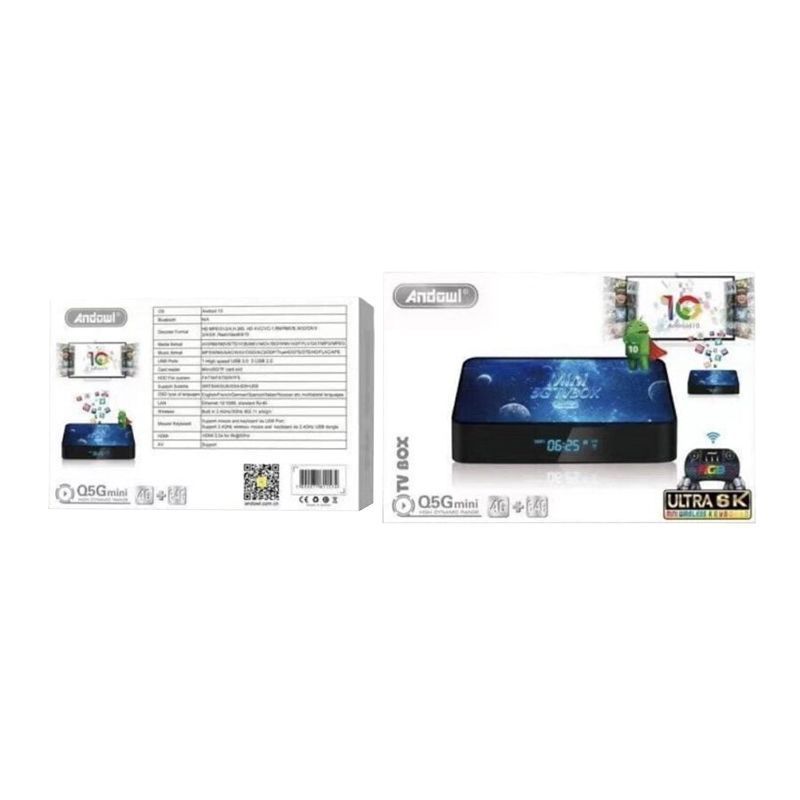 Andowl TV Box Mini 4K UHD με WiFi USB 2.0 / USB 3.0 4GB RAM και 64GB Αποθηκευτικό Χώρο με Λειτουργικό Android 10.0 Q5G - TV Box Mini ANDOWL