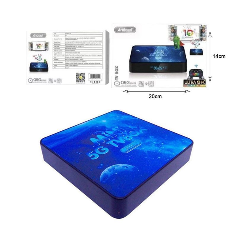 Andowl TV Box Mini 4K UHD με WiFi USB 2.0 / USB 3.0 4GB RAM και 64GB Αποθηκευτικό Χώρο με Λειτουργικό Android 10.0 Q5G - TV Box Mini ANDOWL