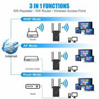 Andowl Q-W012 WiFi Extender Dual Band (2.4 & 5GHz) 1200Mbps με 2 Θύρες Ethernet - WiFi Range Extender/ Repeater/ Router ANDOWL