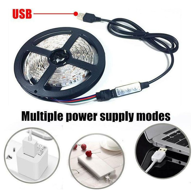 Andowl Ταινία LED Τροφοδοσίας USB (5V) RGB Μήκους 2m Σετ με Τηλεχειριστήριο και Τροφοδοτικό Τύπου SMD5050 Q-DT20 - LED strip lights OEM