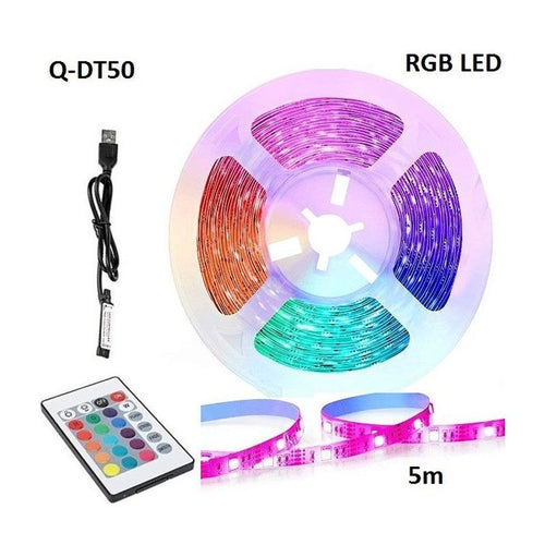 Andowl Αδιάβροχη Ταινία LED Τροφοδοσίας USB (5V) RGB Μήκους 5m και 6 LED ανά Μέτρο με Τηλεχειριστήριο Τύπου SMD5050 Q-DT50 - LED strip lights ANDOWL