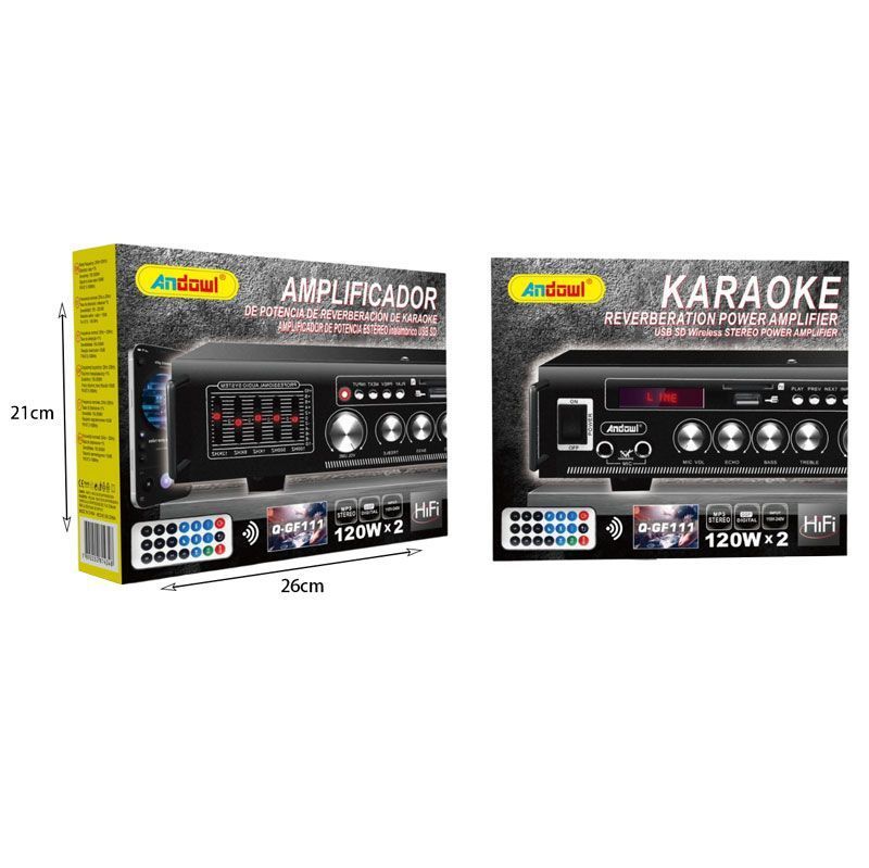 Andowl Ενισχυτής με λειτουργία Karaoke 120Wx2 HiFi Q-GF111 - Karaoke Reverberation Power Amplifier ANDOWL