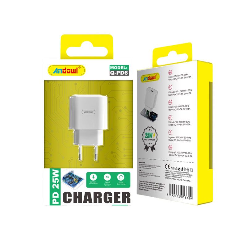 Andowl Φορτιστής Type-C 25W Q-PD6 - Fast Charger ANDOWL
