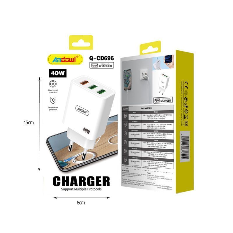 Andowl Φορτιστής με 3 θύρες USB 40W Q-CD696 - Charger ANDOWL
