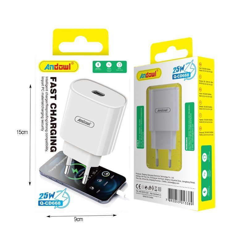 Andowl Φορτιστής Type-C 25W Q-CD668 - Fast Charger ANDOWL