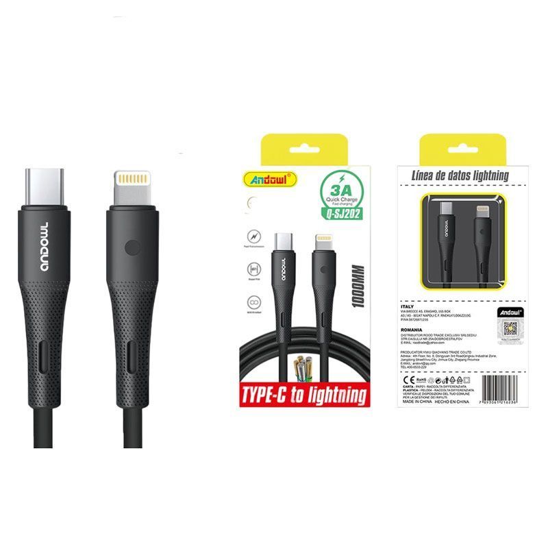 Andowl Καλώδιο Δεδομένων Type-C σε Lightning 1m 3A Q-SJ202 - Data Cable ANDOWL