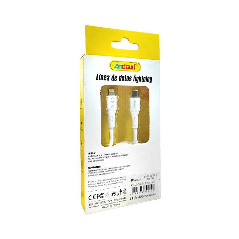 Andowl Καλώδιο Δεδομένων Type-C σε Lightning 1m 3A Q-SJ202 - Data Cable ANDOWL