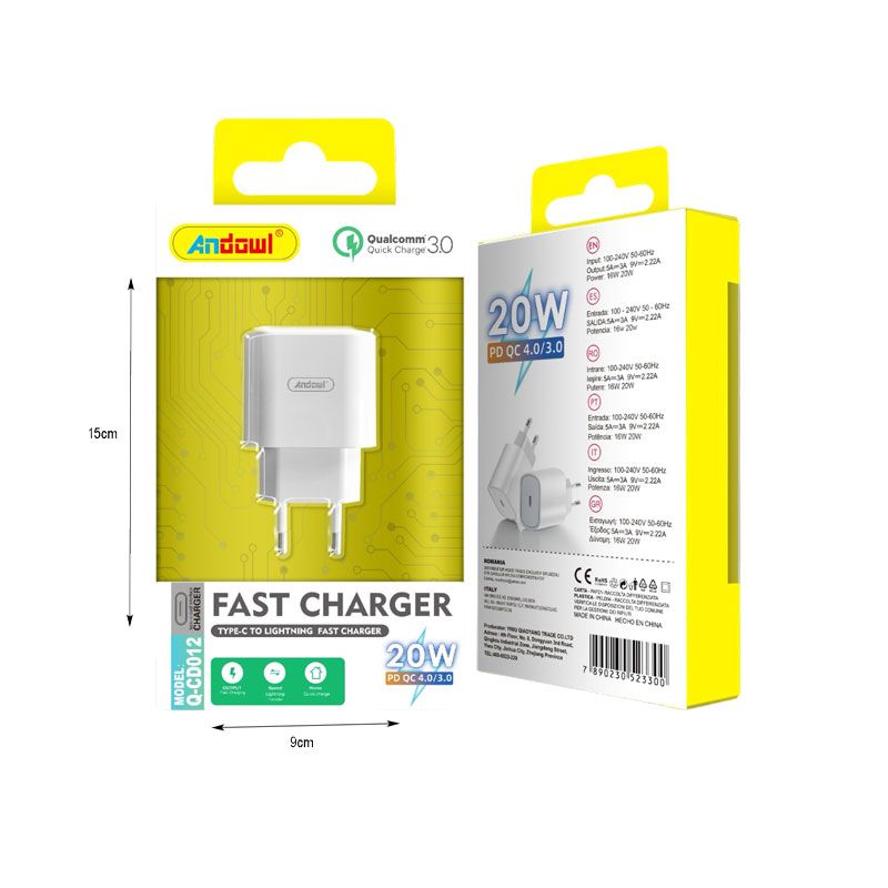 Andowl Φορτιστής Type-C 20W Q-CD012 - Charger ANDOWL