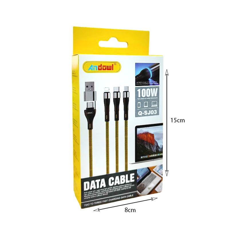 Andowl Καλώδιο Δεδομένων 6σε1 100W 120cm Q-SJ03 - Data Cable OEM