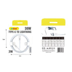 Andowl Καλώδιο φόρτισης USB 2 μέτρων Type-C σε Lightning 30W Q-SJ210- USB Data Cable ANDOWL