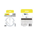 Andowl Καλώδιο φόρτισης USB 2 μέτρων Type-C σε Lightning 30W Q-SJ210- USB Data Cable ANDOWL