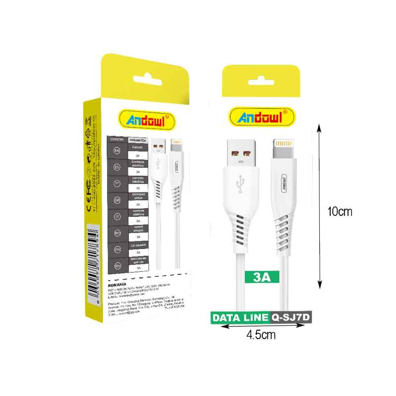 Andowl Καλώδιο φόρτισης USB σε Lightning 3A Q-SJ7D- USB Data Cable ANDOWL