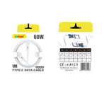 Andowl Q-SJ230 Καλώδιο γρήγορης φόρτισης TypeC 60W PD 1m Λευκό - Data Cable ANDOWL