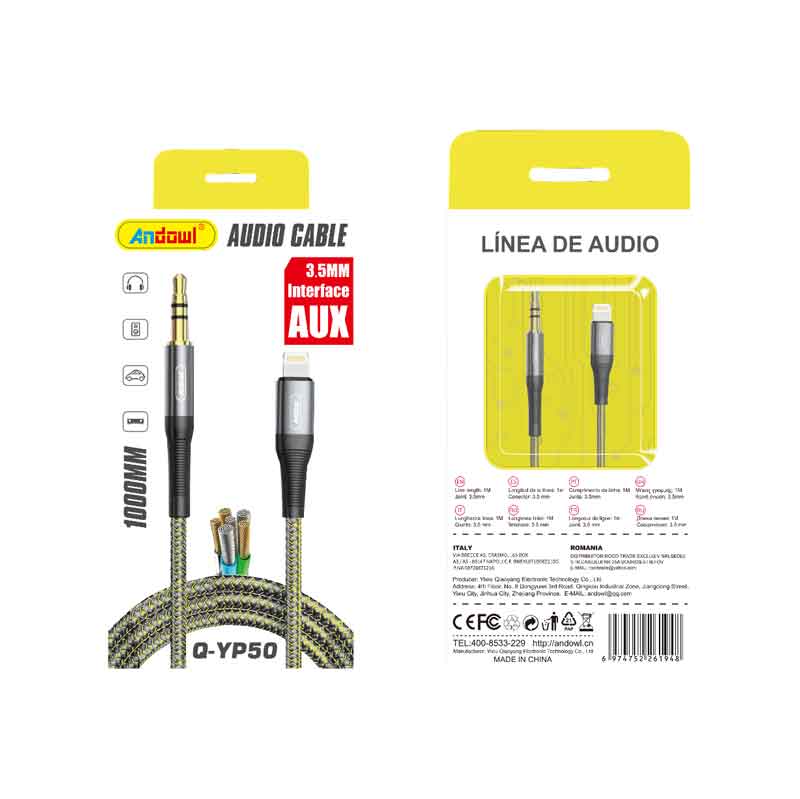 Andowl Καλώδιο ήχου Lightning σε AUX 3.5mm Q-YP50 - Audio Cable ANDOWL