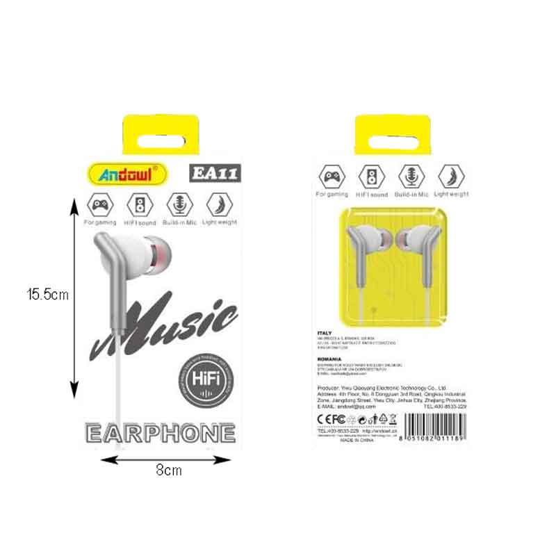 Andowl Ενσύρματα Ακουστικά με Σύνδεση Βύσμα AUX EA11 - Earphone ANDOWL