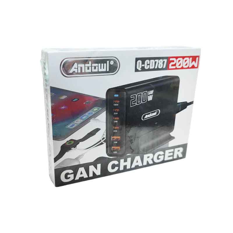 Andowl Βάση Φόρτισης GaN με 2 Θύρες USB-A και 4 Θύρες USB-C 200W Power Delivery / Quick Charge 3.0 Q-CD787 - Gan Charger OEM