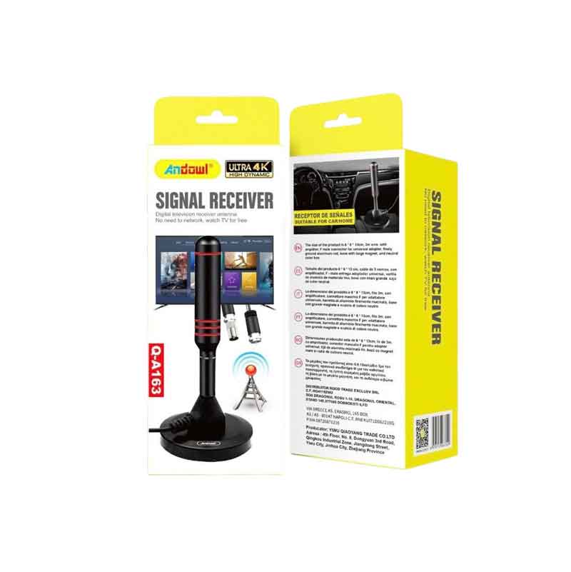 Andowl Q-A163 Εσωτερική Κεραία Τηλεόρασης Σύνδεση με Ομοαξονικό (Coaxial) - Signal Receiver TV ANDOWL