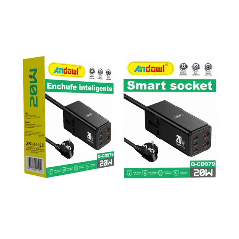 Andowl Πολύπριζο 3 Θύρες Type-C και 2 USB Θύρες Q-CS979 - Smart Socket OEM