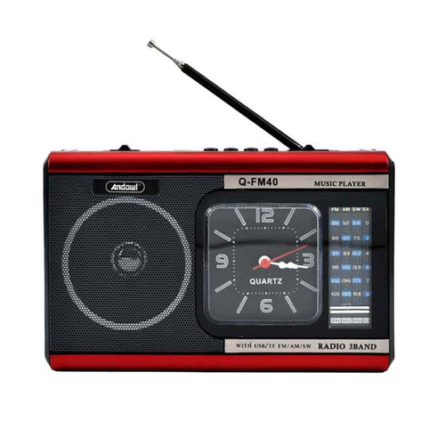 Andowl Φορητό Ραδιόφωνο Μπαταρίας με USB Q-FM40 - Radio - Κόκκινο ANDOWL
