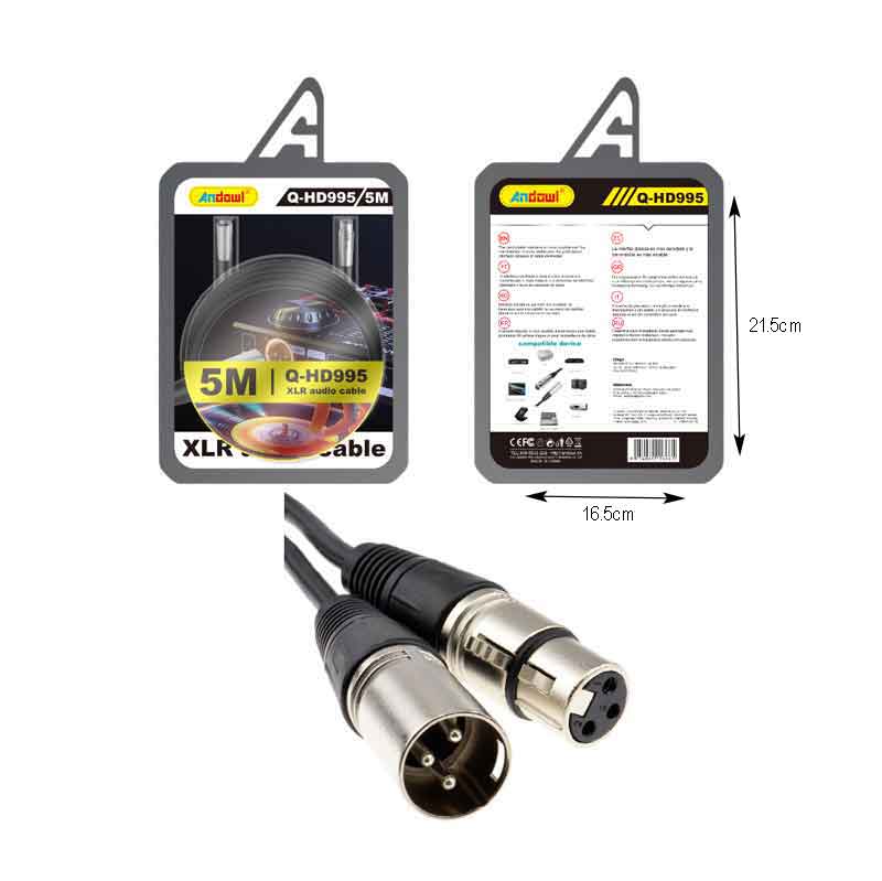 Andowl Καλώδιο XLR Αρσενικό σε Θηλυκό 5m Q-HD995 - XLR Audio Cable OEM