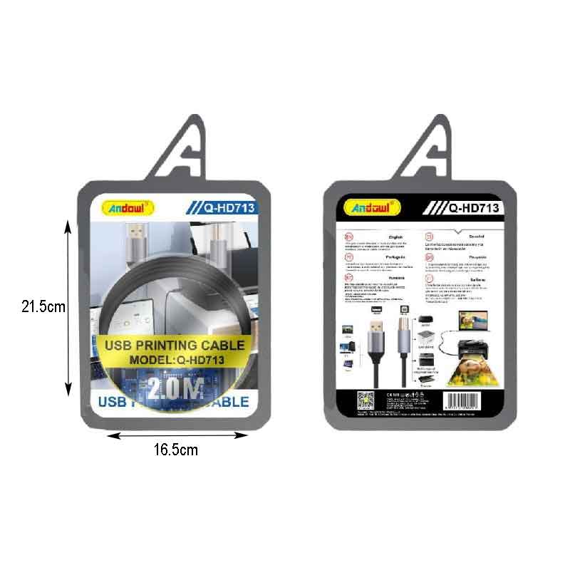 Andowl Καλώδιο Εκτυπωτή 2Μ Q-HD713 - USB Printing Cable ANDOWL