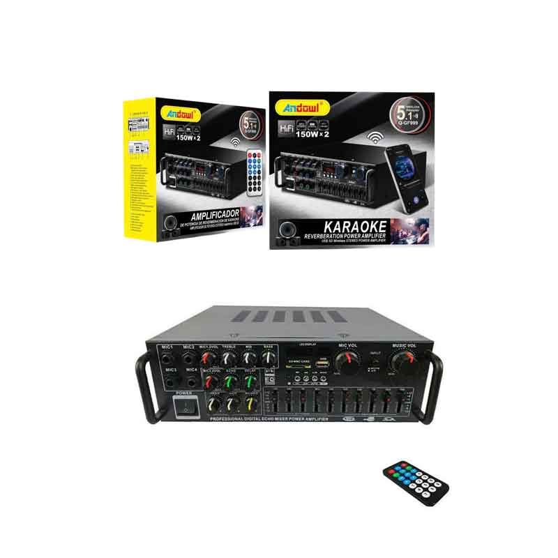 Andowl Ενισχυτής ήχου 2X150W Karaoke FM / Bluetooth / MP3 / Usb / Bluetooth Q-GF999 - Karaoke Reverberation Power Amplifier ANDOWL
