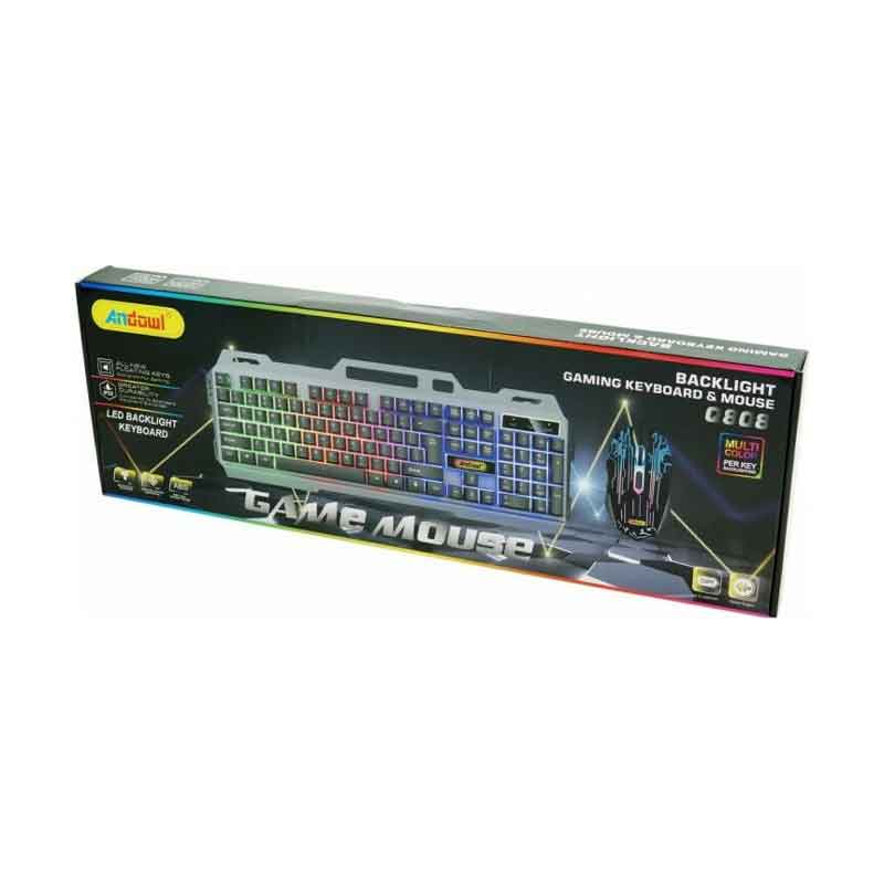 Andowl Σετ Gaming Πληκτρολόγιο με RGB φωτισμό & Ποντίκι (Αγγλικό US) Q-808 – Gaming Keyboard & Mouse ANDOWL