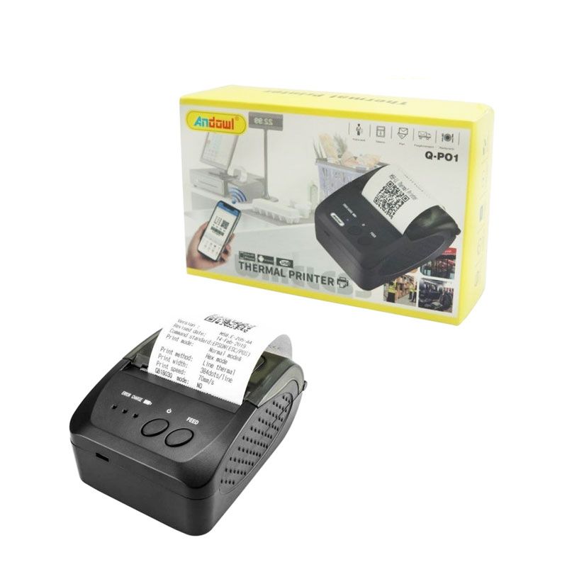 Andowl Θερμικός Εκτυπωτής Αποδείξεων Φορητός Bluetooth Q-PO1 - Thermal Printer Wireless ANDOWL