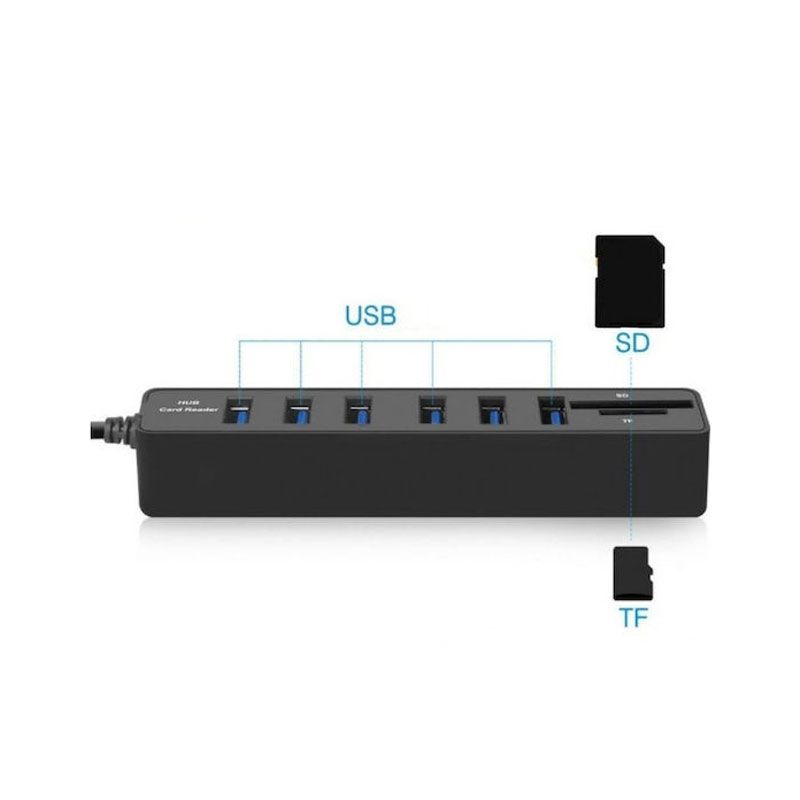 Andowl USB 3.0 Hub 8 Θυρών με σύνδεση USB-C Q-HU300B - Card Reader ANDOWL