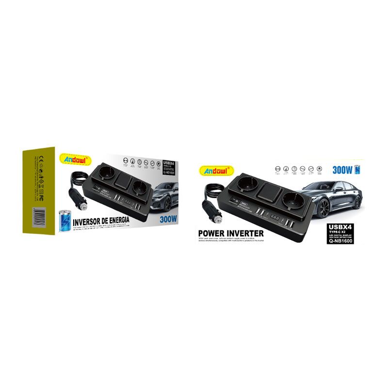 Andowl Μετατροπέας Φορτιστής αυτοκινήτου Q-NB1600 - Power Inverter ANDOWL
