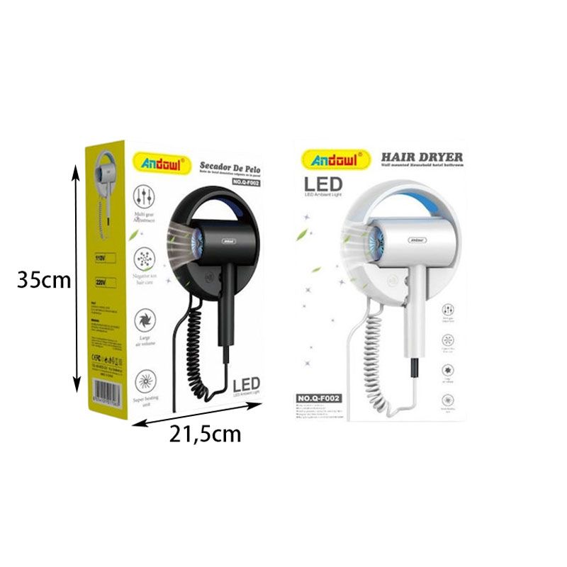 Andowl Επιτοίχιο Πιστολάκι Μαλλιών 2200W Q-F002 - Hair Dryer - Λευκό OEM