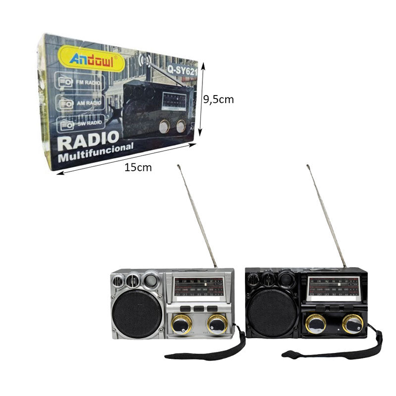 Andowl Ραδιόφωνο Πολλαπλών Λειτουργιών FM/AM/SW Q-SY621 - Radio Multi functional - Ασημί - Κόκκινο - Μαύρο - Μπλε - Μωβ - Ροζ OEM