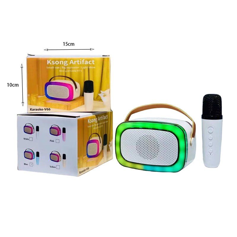 Ksong Artifact Karaoke-V66 Φορητό Ηχείο με Μικρόφωνο για Καραόκε - Karaoke Music Speaker 5W - Λευκό Ksong