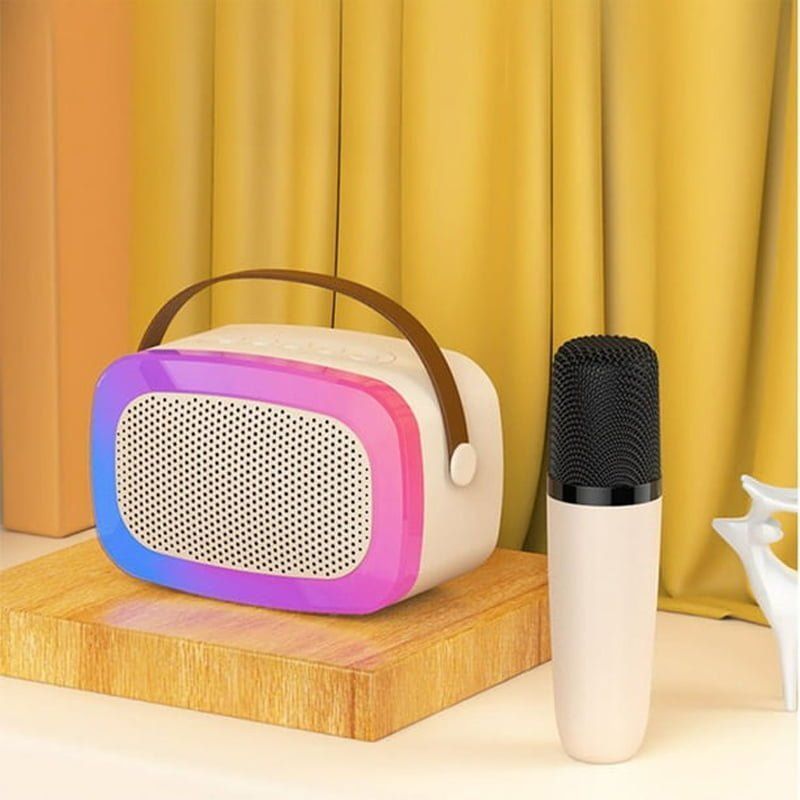 Ksong Artifact Karaoke-V66 Φορητό Ηχείο με Μικρόφωνο για Καραόκε - Karaoke Music Speaker 5W - Μπεζ Ksong