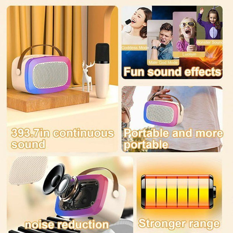 Ksong Artifact Karaoke-V66 Φορητό Ηχείο με Μικρόφωνο για Καραόκε - Karaoke Music Speaker 5W - Ροζ Ksong