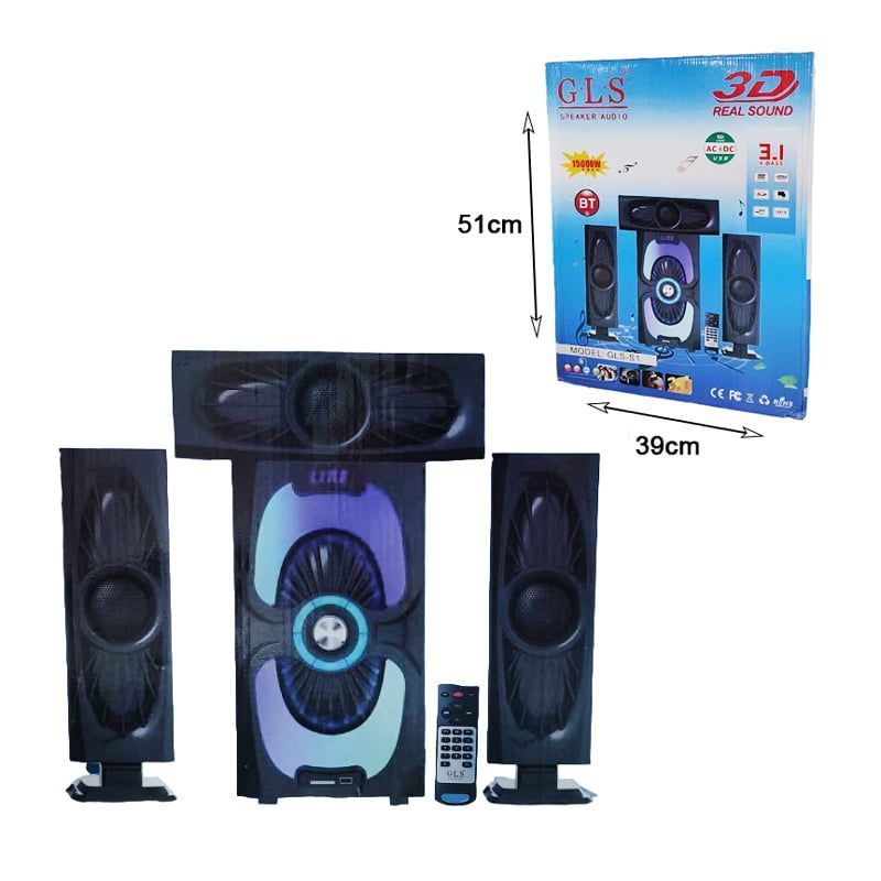 GLS 3D Ηχεία BT 15000W με τηλεχειριστήριο 3.1 X-BASS GLS-S1 - Speaker Audio GLS