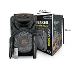 SING-E Φορητό Bluetooth Ηχείο Karaoke 8" με 2 Ασύρματα Μικρόφωνα & Τηλεχειριστήριο ZQS8173W - Portable Bluetooth Karaoke Speaker with 2 Wireless Microphones & Remote Control OEM