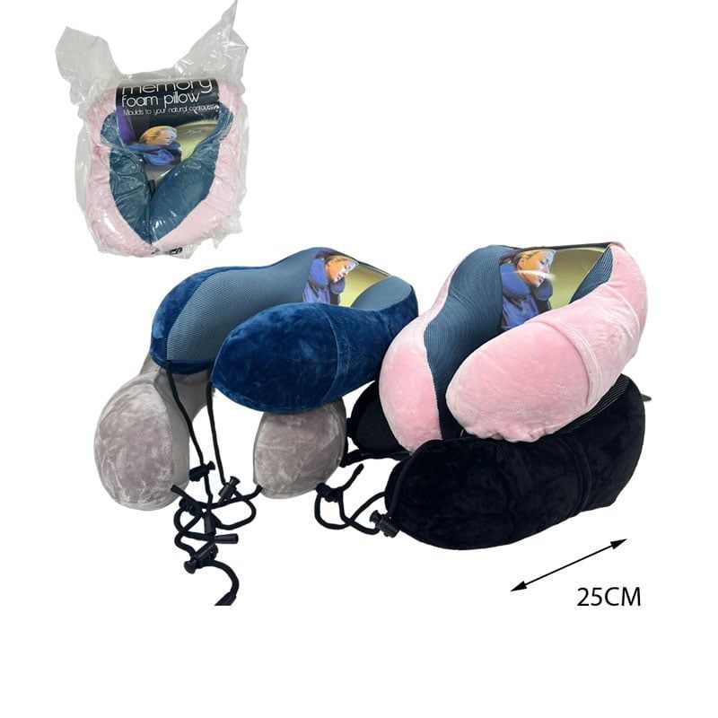 Μαξιλάρι Αυχένα Ταξιδιού Memory Foam - Memory Foam Travel Pillow Neck Support - Ανοιχτό καφέ - Γκρι - Καφέ - Μαύρο - Μπλε - Μπλε σκούρο - Ροζ OEM
