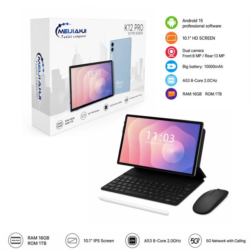 MEIJIAHUI Tablet K12 Pro 10.1" με Πληκτρολόγιο, Ποντίκι & Γραφίδα - Android Tablet with Keyboard, Mouse & Stylus OEM