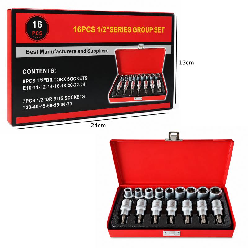 Κασετίνα Καρυδάκια TORX & E-TORX 16 Τεμαχίων 1/2" - 16PCS 1/2" Torx & E-Torx Socket Set OEM