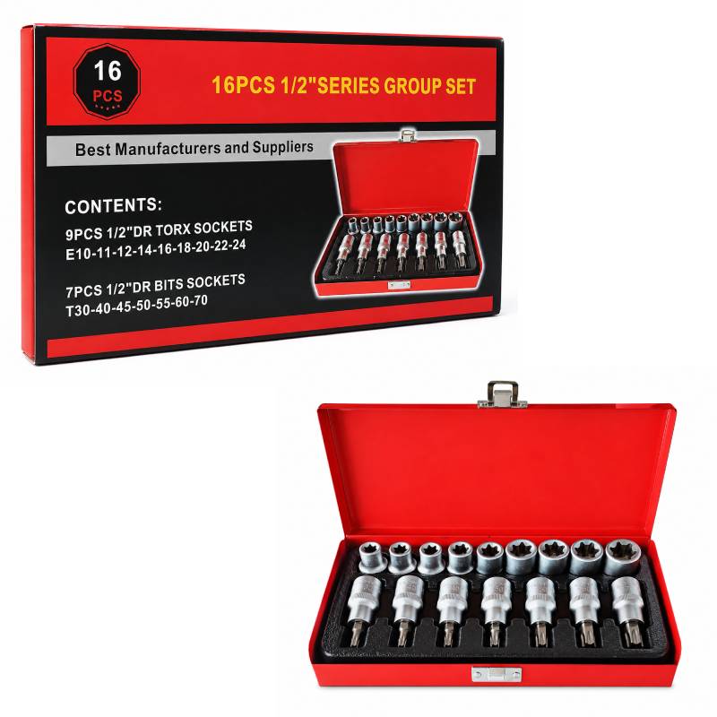 Κασετίνα Καρυδάκια TORX & E-TORX 16 Τεμαχίων 1/2" - 16PCS 1/2" Torx & E-Torx Socket Set OEM