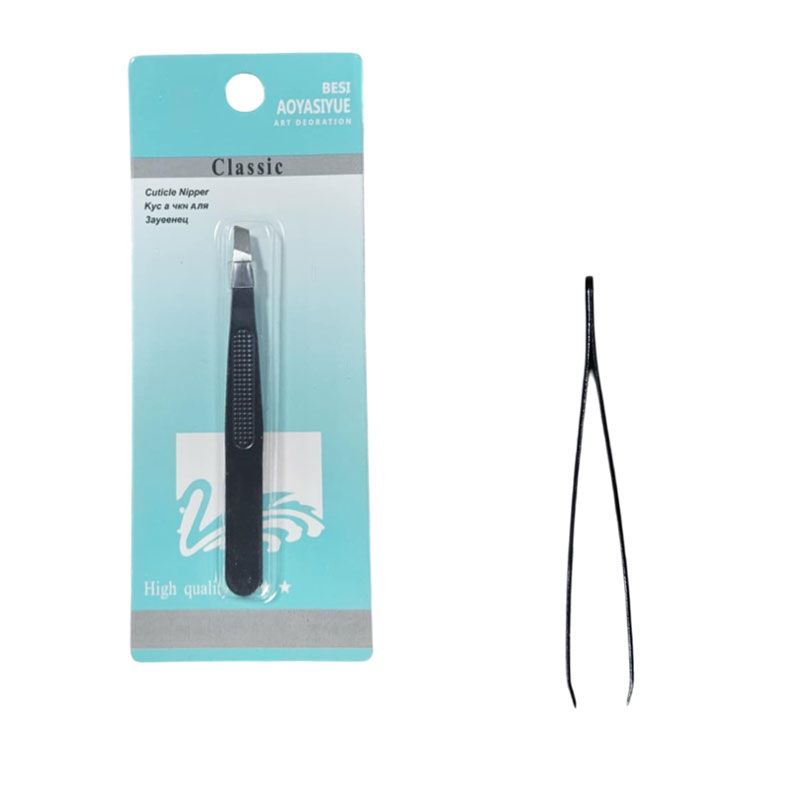 Τσιμπιδάκι Φρυδιών Επαγγελματικό Μαύρο - Professional Black Eyebrow Tweezers OEM
