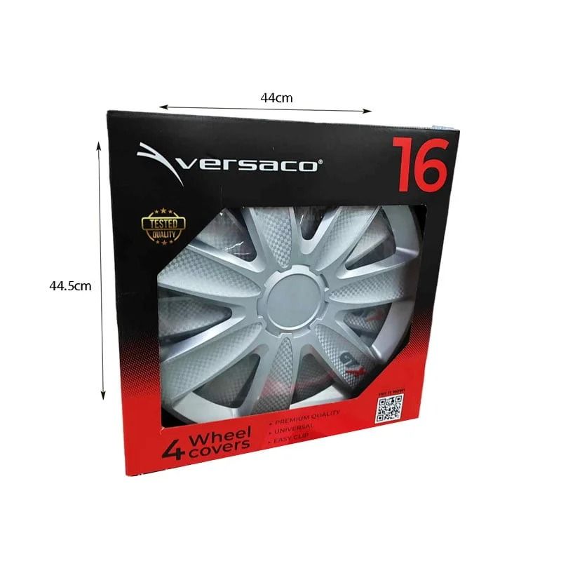 Versaco Σετ Τάσια Αυτοκινήτου 4τμχ 16" Ασημί - Wheel Covers OEM