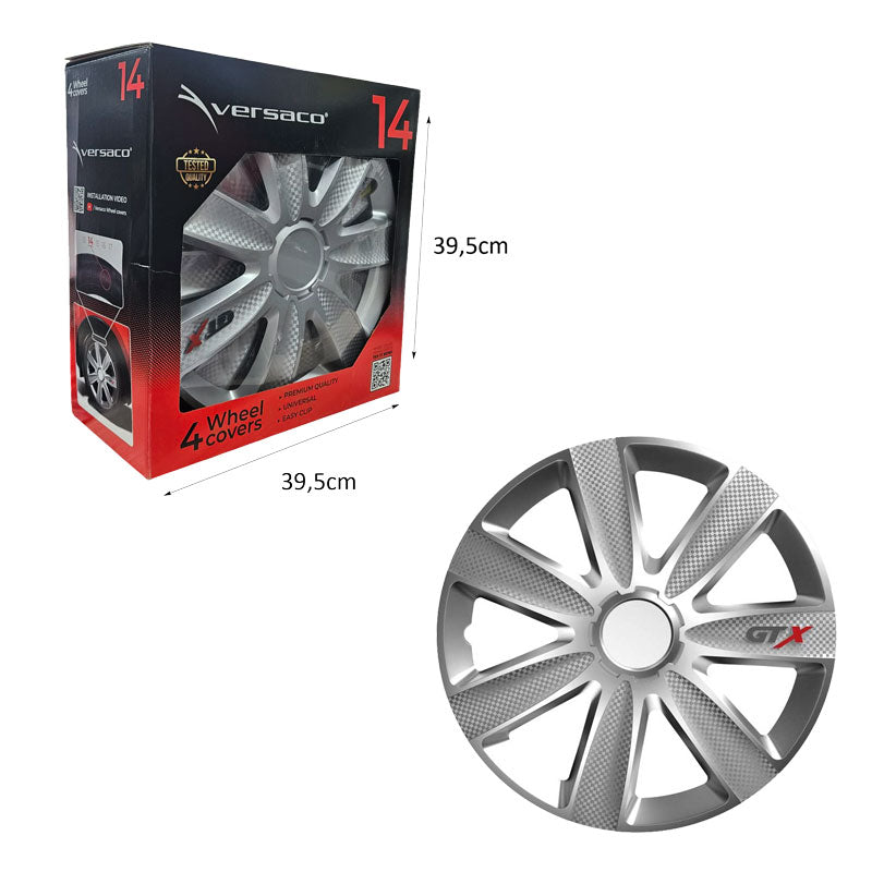 Versaco Σετ Τάσια Αυτοκινήτου 4τμχ 14" Ασημί - Wheel Covers OEM