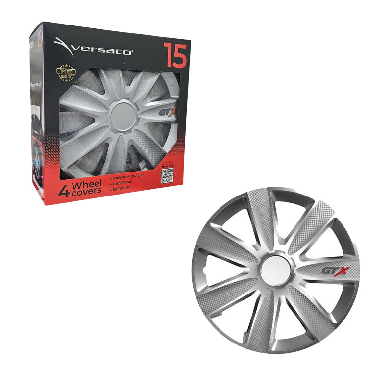 Versaco Σετ Τάσια Αυτοκινήτου 4τμχ 15" Ασημί - Wheel Covers OEM