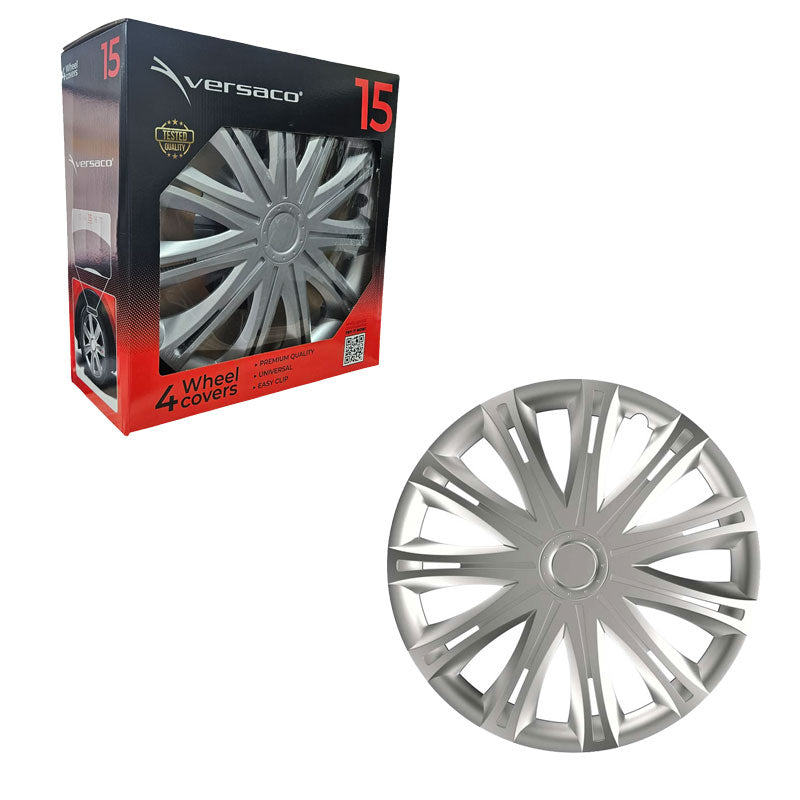 Versaco Σετ Τάσια Αυτοκινήτου 4τμχ 15" Ασημί - Wheel Covers OEM