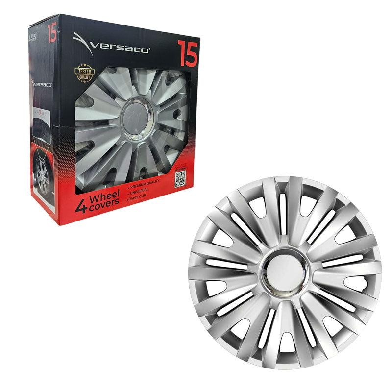 Versaco Σετ Τάσια Αυτοκινήτου 4τμχ 15" Ασημί - Wheel Covers OEM